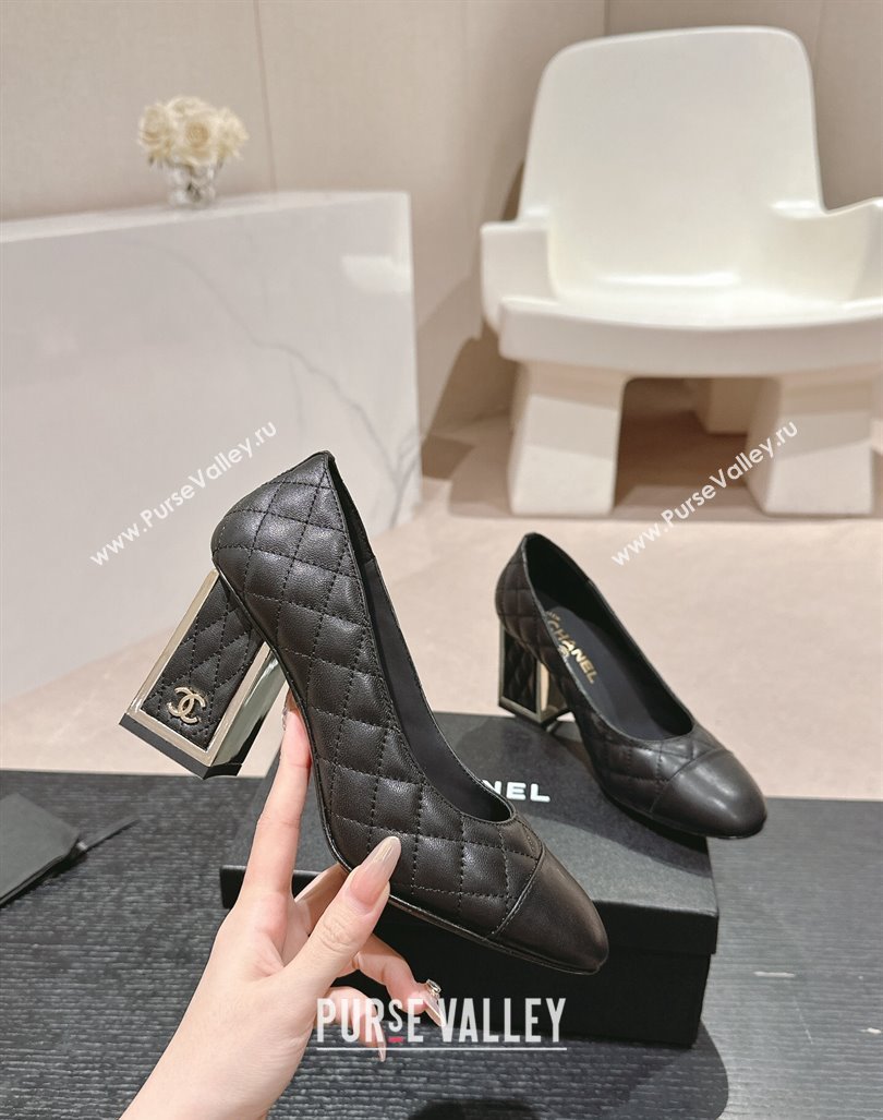 Chanel Quilted Lambskin Leather Pumps 6.5cm Black 2024 G45235 (MD-240816107)