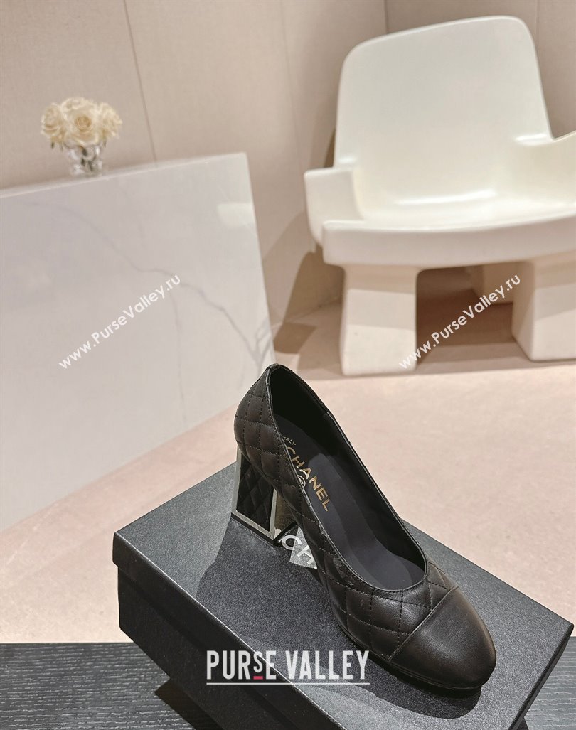 Chanel Quilted Lambskin Leather Pumps 6.5cm Black 2024 G45235 (MD-240816107)