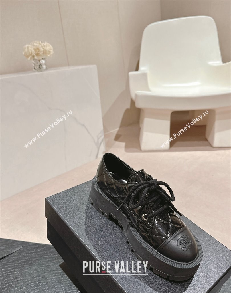 Chanel Quilted Calfskin Lace ups Black 2024 081608 (MD-240816108)