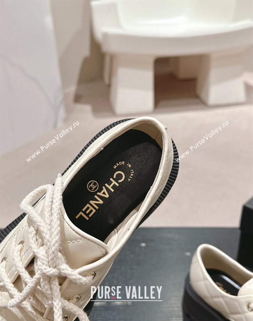 Chanel Quilted Calfskin Lace ups White 2024 081608 (MD-240816109)