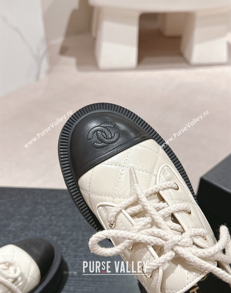 Chanel Quilted Calfskin Lace ups White 2024 081608 (MD-240816109)