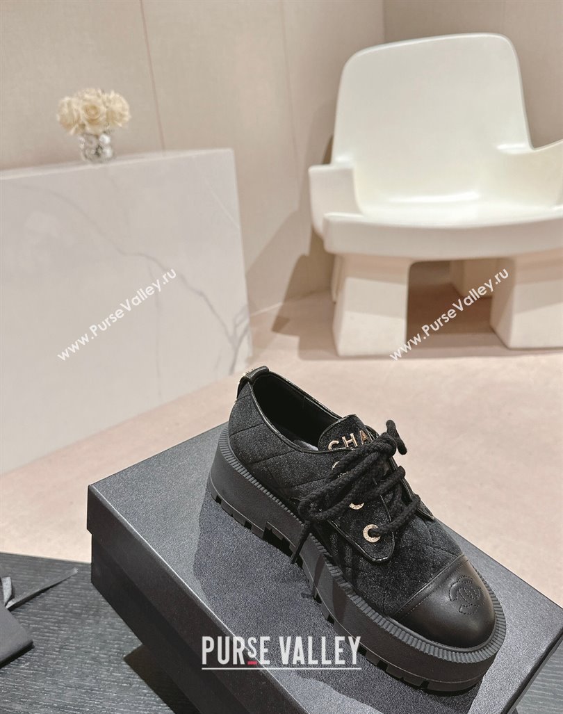 Chanel Velvet Lace ups Black 2024 081608 (MD-240816110)