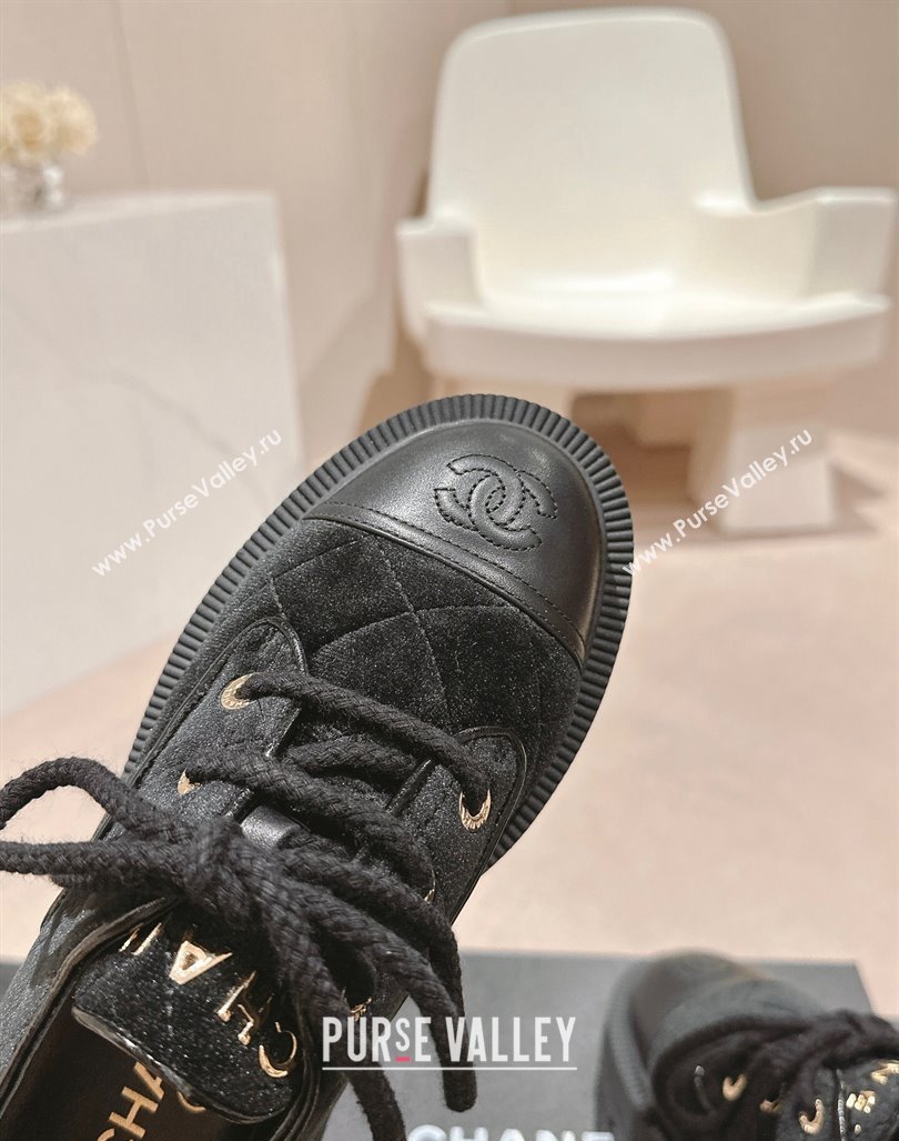 Chanel Velvet Lace ups Black 2024 081608 (MD-240816110)