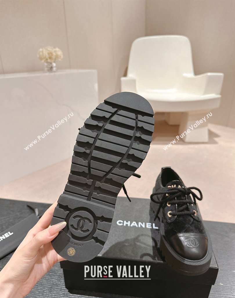 Chanel Velvet Lace ups Black 2024 081608 (MD-240816110)