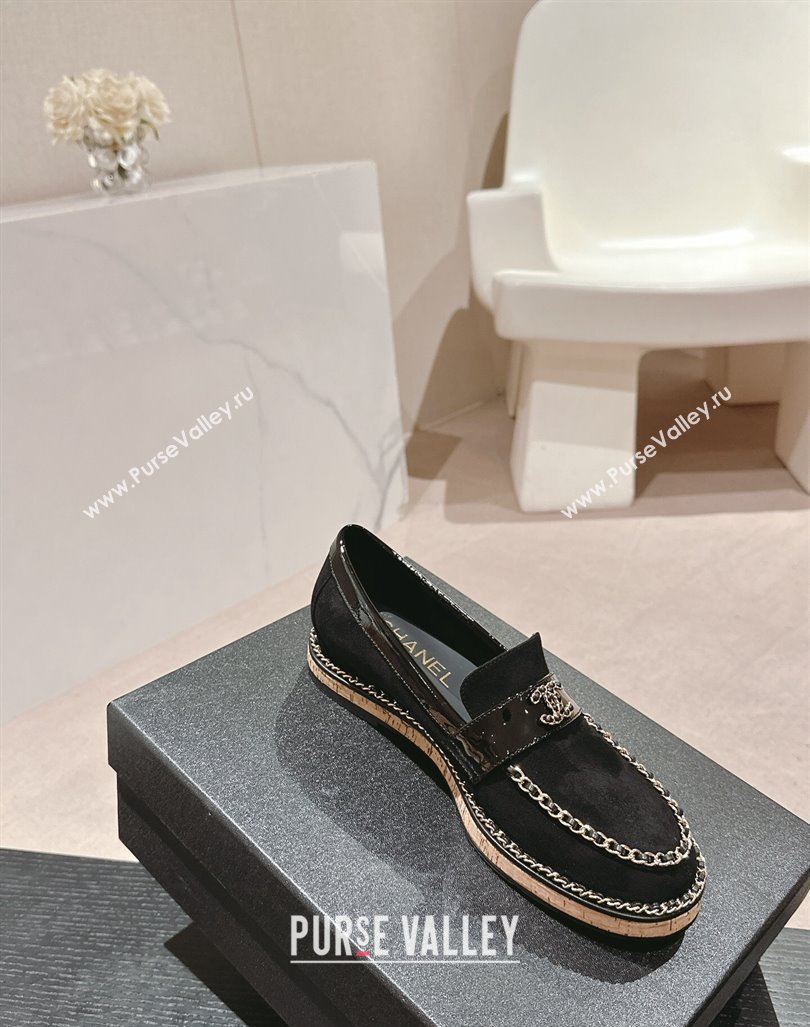 Chanel Suede Loafers with Chain Black 2024 081614 (MD-240816114)