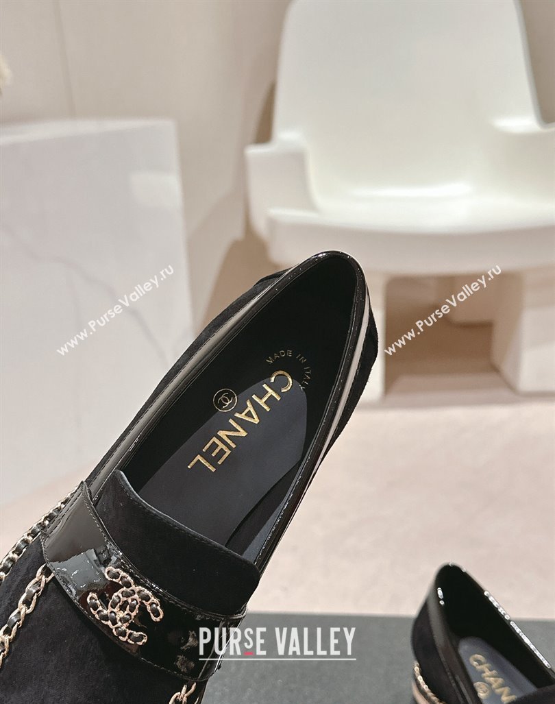 Chanel Suede Loafers with Chain Black 2024 081614 (MD-240816114)