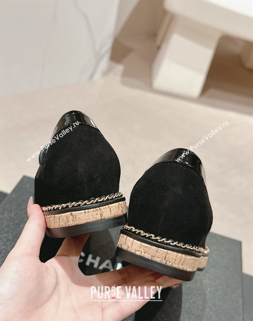 Chanel Suede Loafers with Chain Black 2024 081614 (MD-240816114)