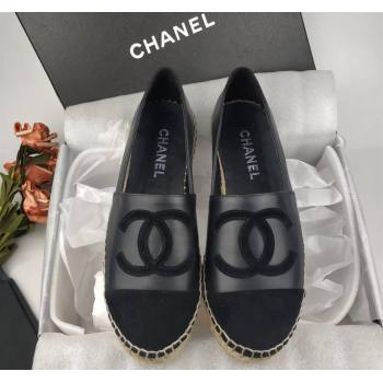 Chanel Lambskin Fabric Espadrilles Flat Black 2024 081510 (MD-240815130)