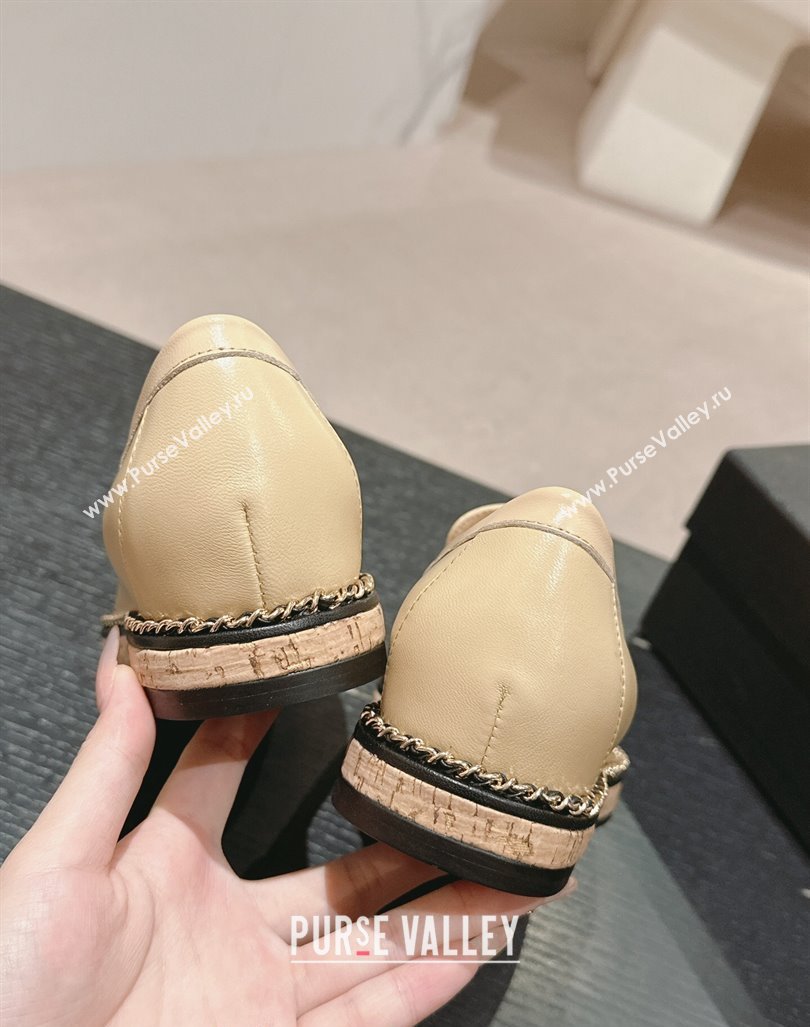 Chanel Calfskin Loafers with Chain Beige 2024 081614 (MD-240816116)