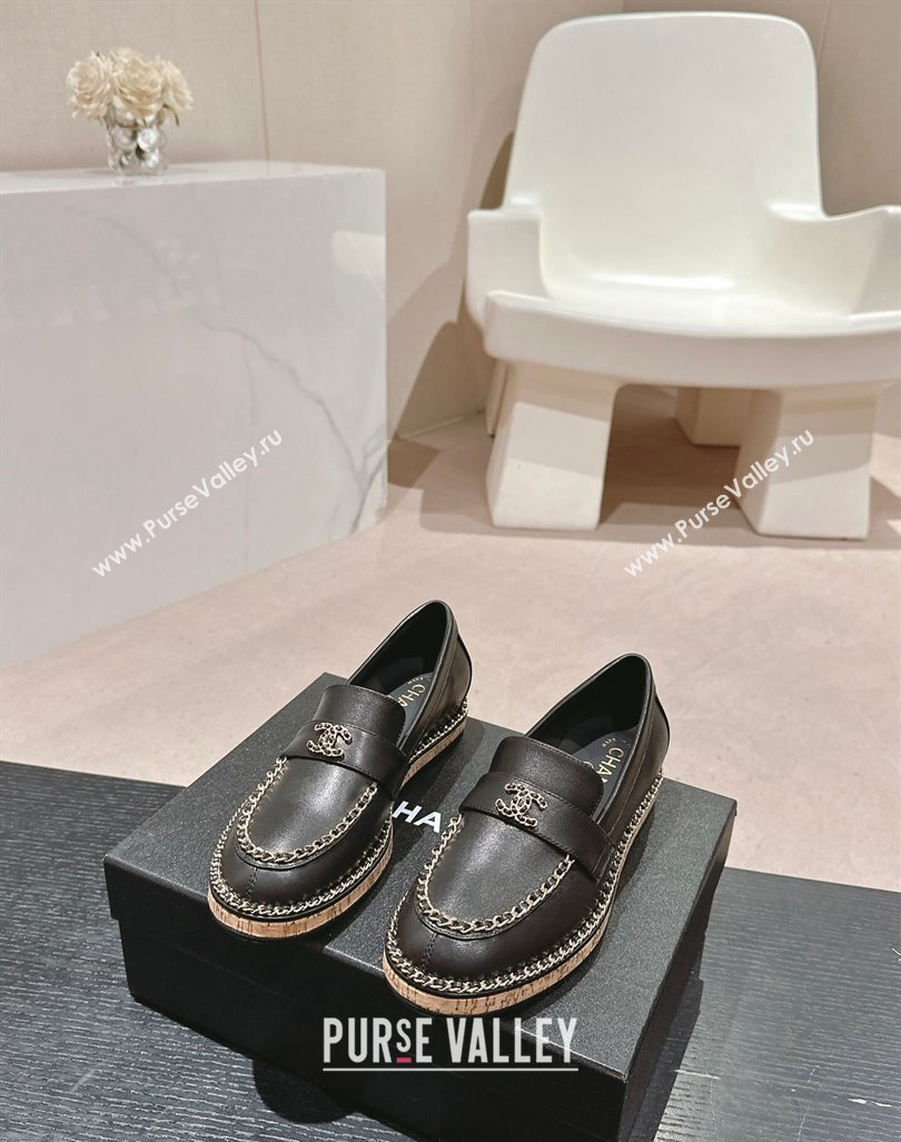 Chanel Calfskin Loafers with Chain Black 2024 081614 (MD-240816117)