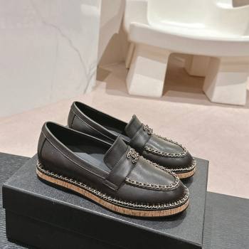 Chanel Calfskin Loafers with Chain Black 2024 081614 (MD-240816117)