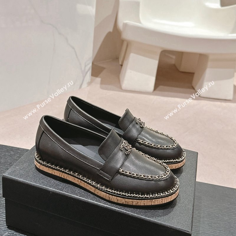 Chanel Calfskin Loafers with Chain Black 2024 081614 (MD-240816117)