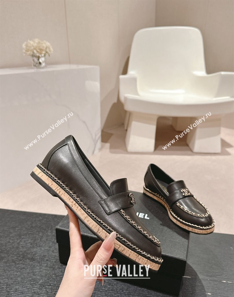 Chanel Calfskin Loafers with Chain Black 2024 081614 (MD-240816117)