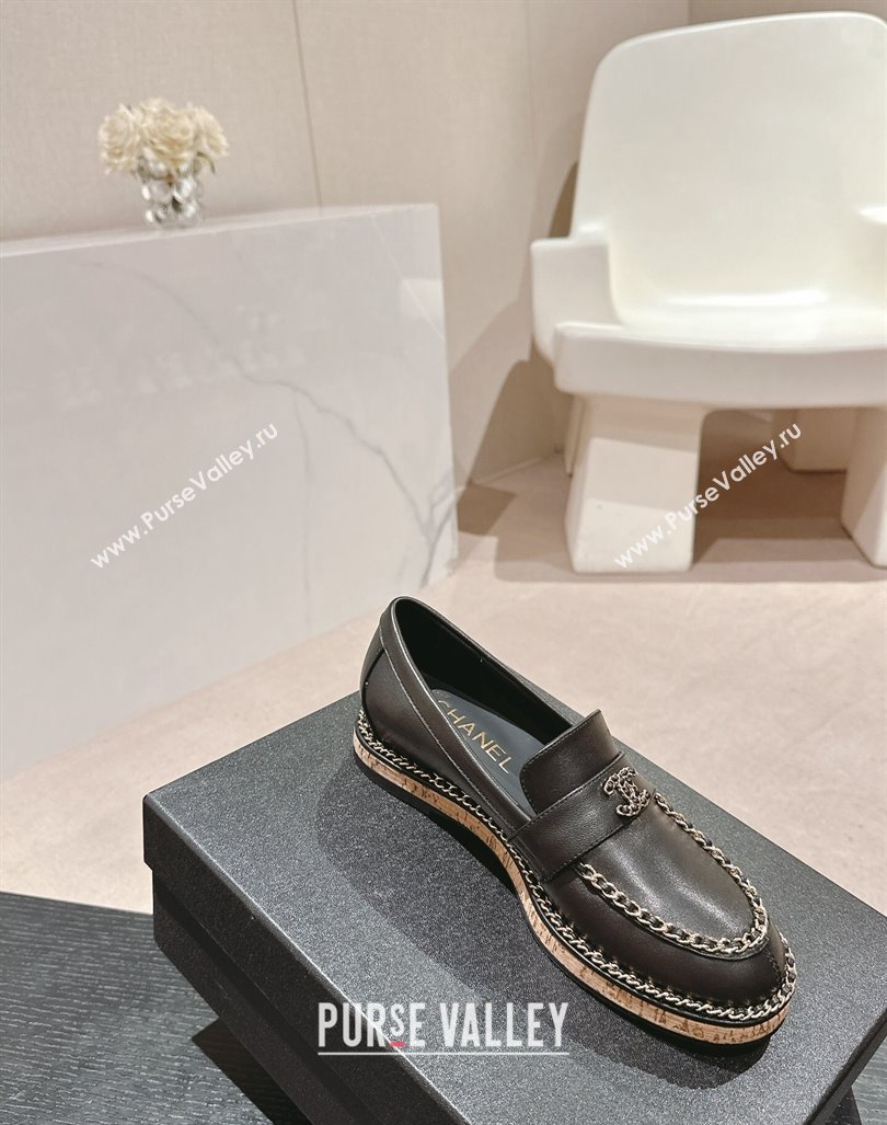 Chanel Calfskin Loafers with Chain Black 2024 081614 (MD-240816117)