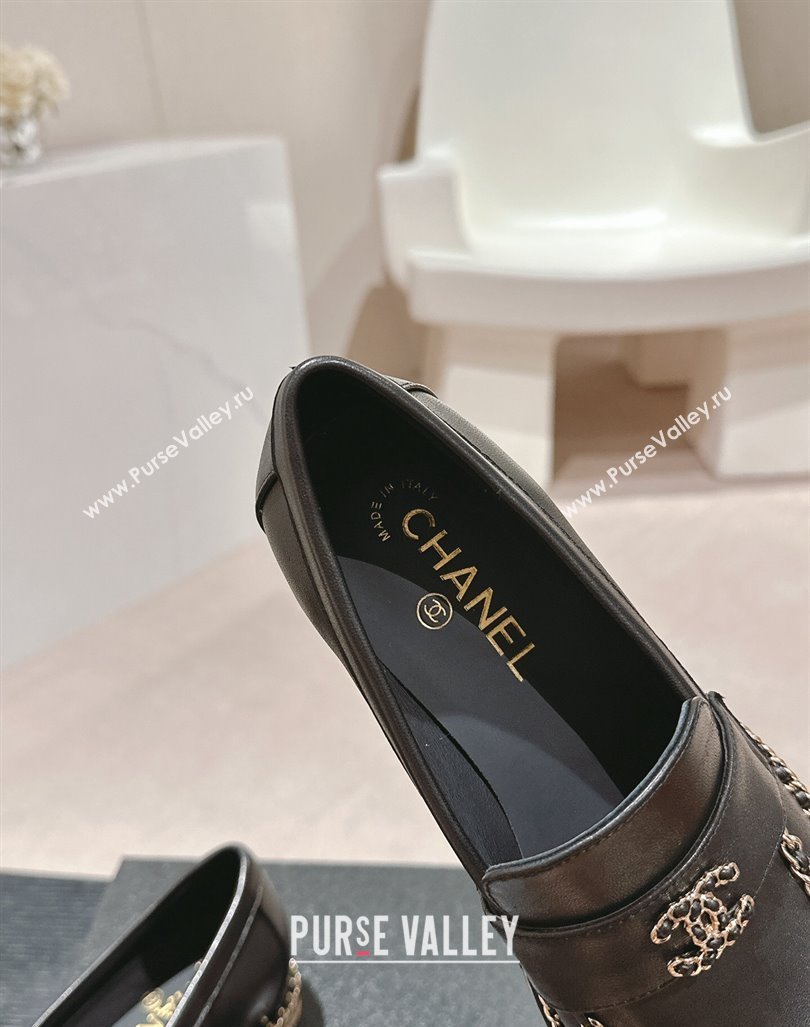 Chanel Calfskin Loafers with Chain Black 2024 081614 (MD-240816117)