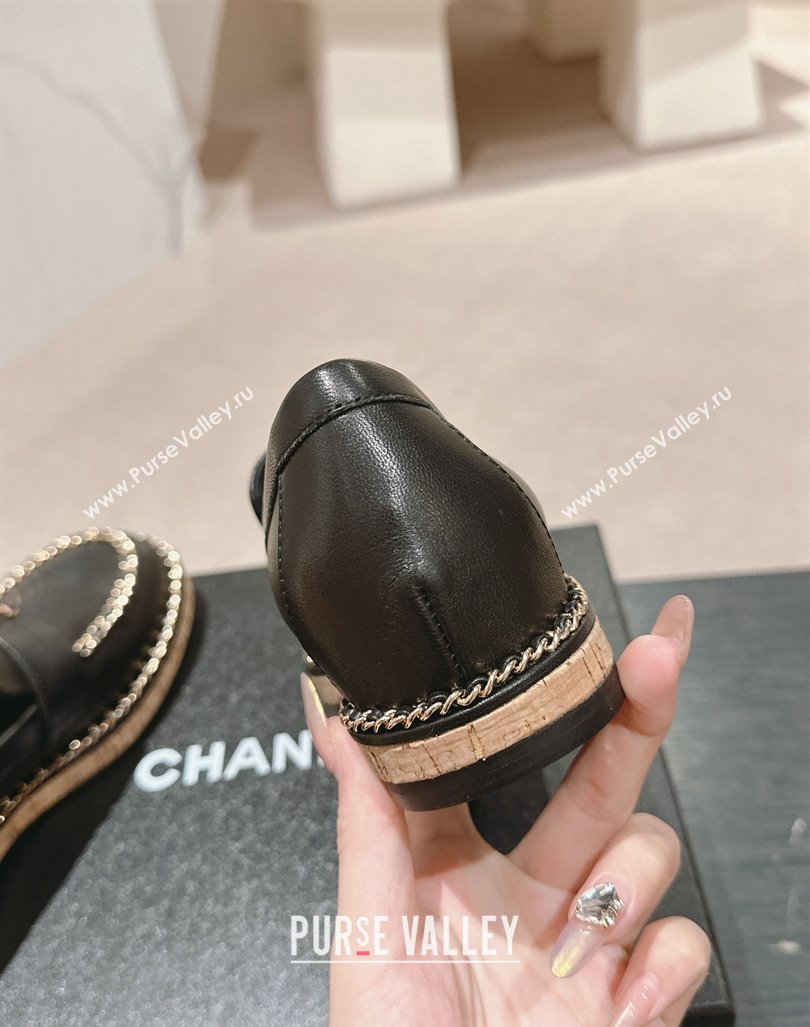 Chanel Calfskin Loafers with Chain Black 2024 081614 (MD-240816117)