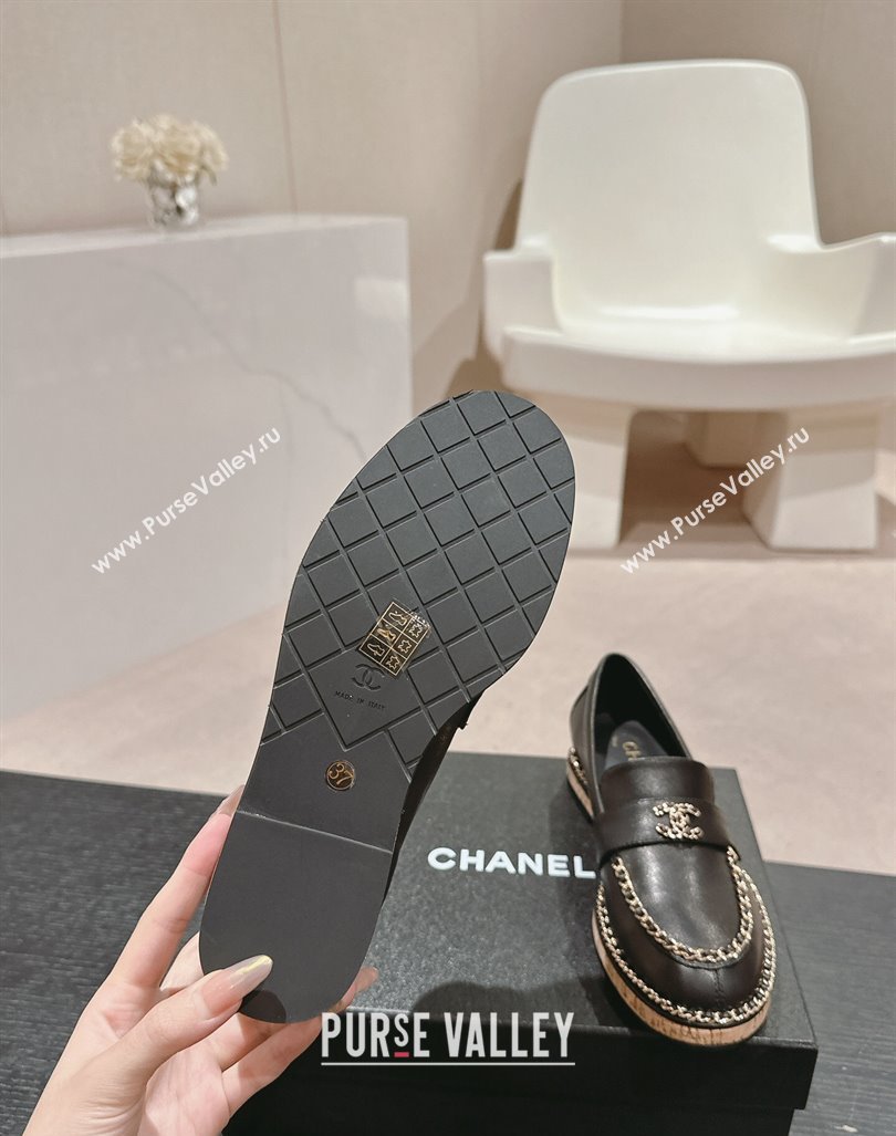 Chanel Calfskin Loafers with Chain Black 2024 081614 (MD-240816117)