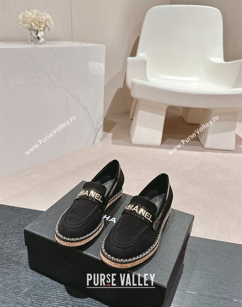 Chanel Suede Loafers with Chain Black 2024 081618 (MD-240816118)