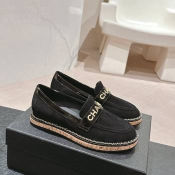 Chanel Suede Loafers with Chain Black 2024 081618 (MD-240816118)