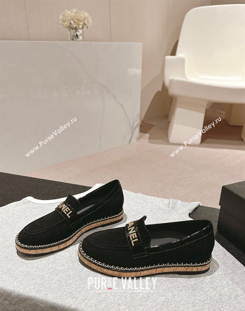 Chanel Suede Loafers with Chain Black 2024 081618 (MD-240816118)