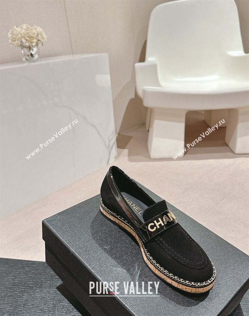 Chanel Suede Loafers with Chain Black 2024 081618 (MD-240816118)