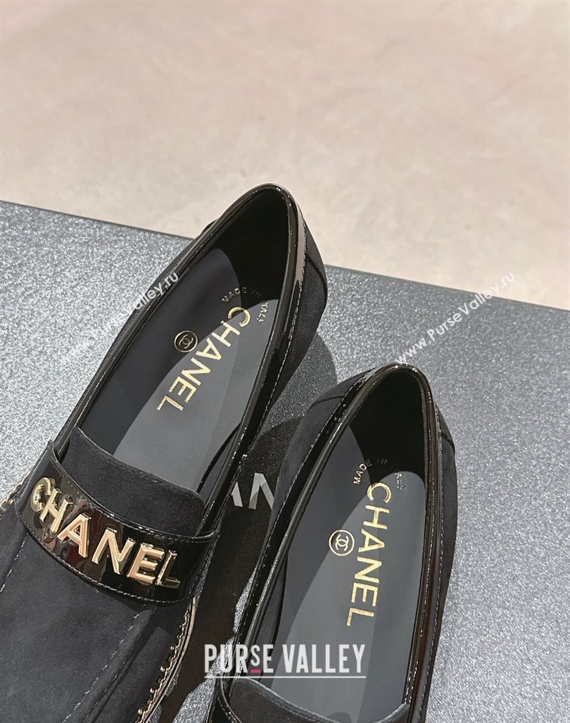 Chanel Suede Loafers with Chain Black 2024 081618 (MD-240816118)