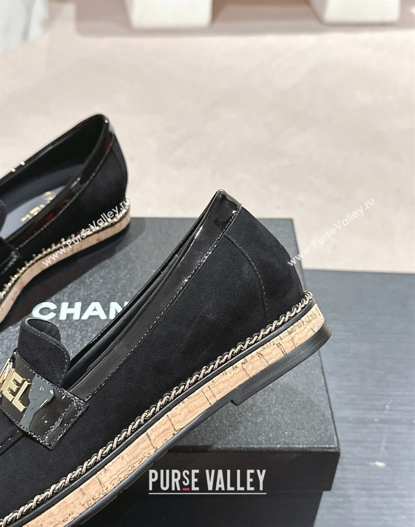 Chanel Suede Loafers with Chain Black 2024 081618 (MD-240816118)