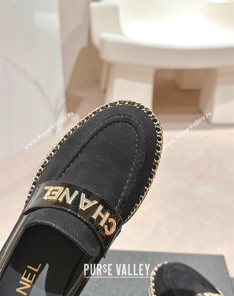 Chanel Suede Loafers with Chain Black 2024 081618 (MD-240816118)