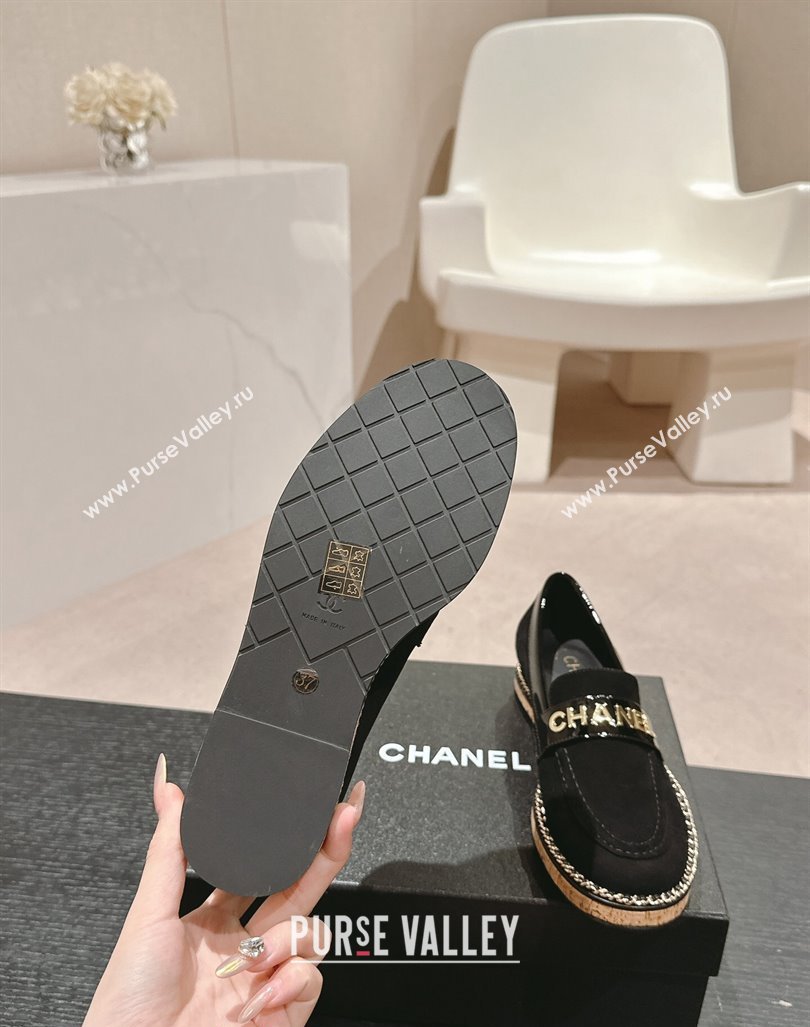 Chanel Suede Loafers with Chain Black 2024 081618 (MD-240816118)