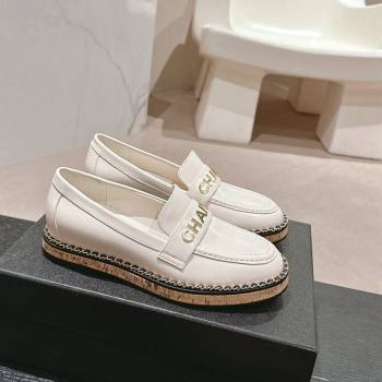 Chanel Calfskin Loafers with Chain White 2024 081618 (MD-240816119)