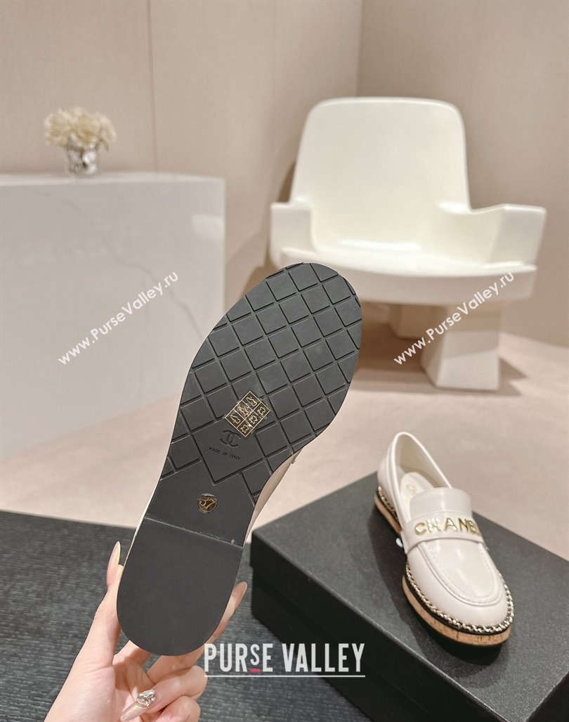 Chanel Calfskin Loafers with Chain White 2024 081618 (MD-240816119)