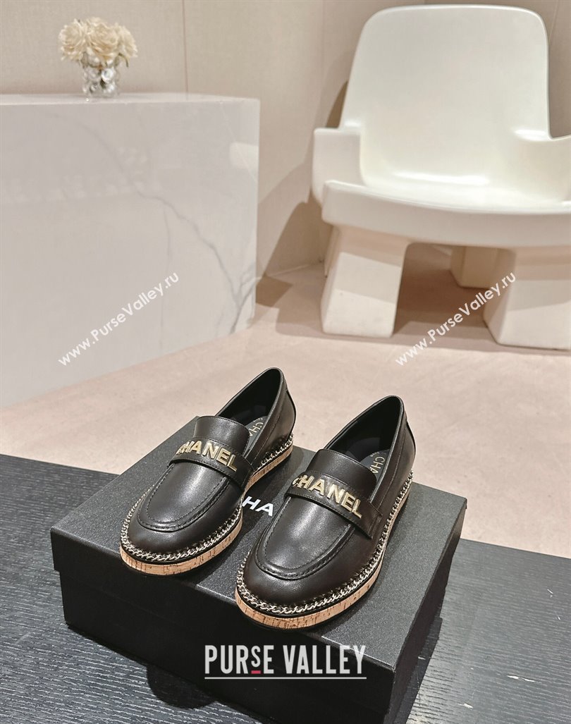 Chanel Calfskin Loafers with Chain Black 2024 081618 (MD-240816121)