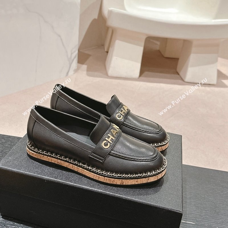 Chanel Calfskin Loafers with Chain Black 2024 081618 (MD-240816121)