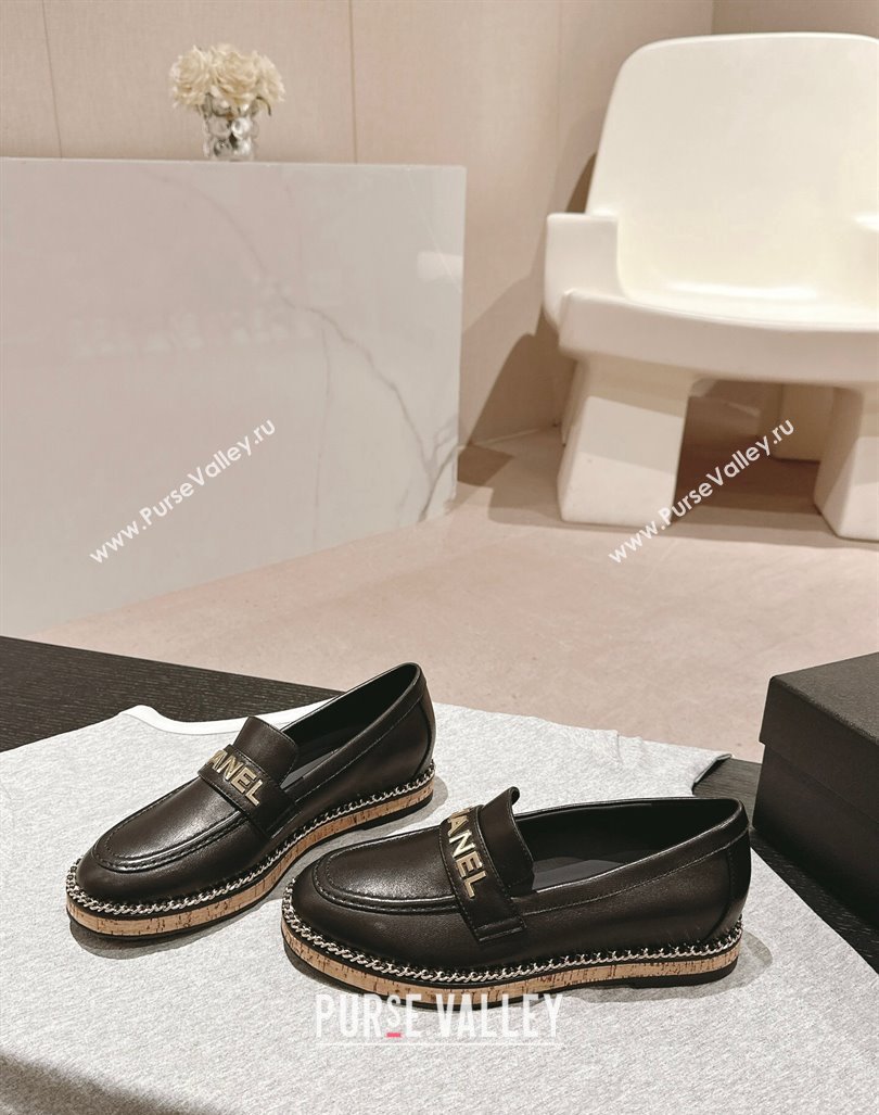 Chanel Calfskin Loafers with Chain Black 2024 081618 (MD-240816121)