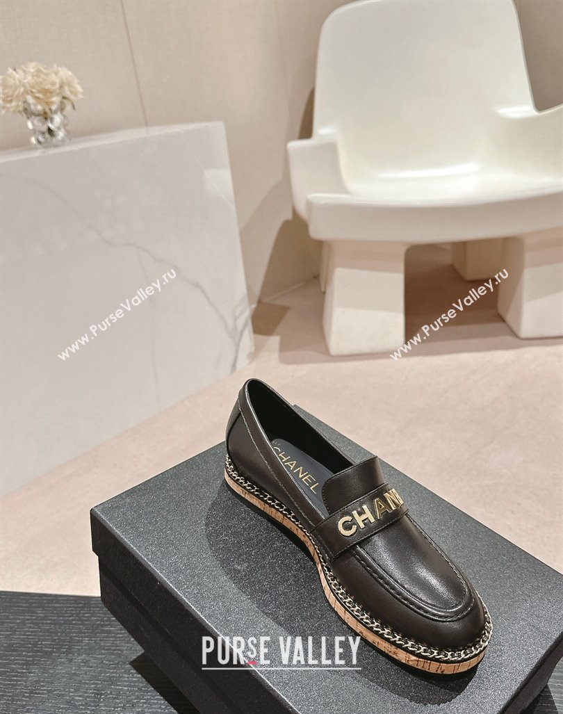 Chanel Calfskin Loafers with Chain Black 2024 081618 (MD-240816121)