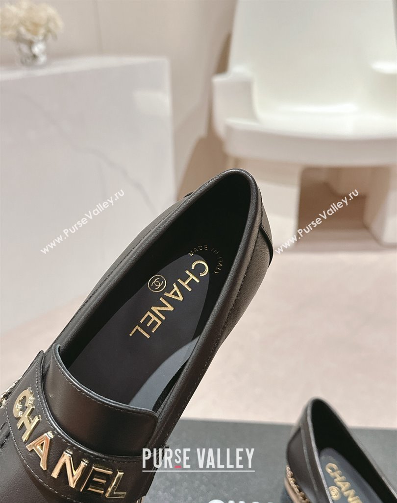 Chanel Calfskin Loafers with Chain Black 2024 081618 (MD-240816121)