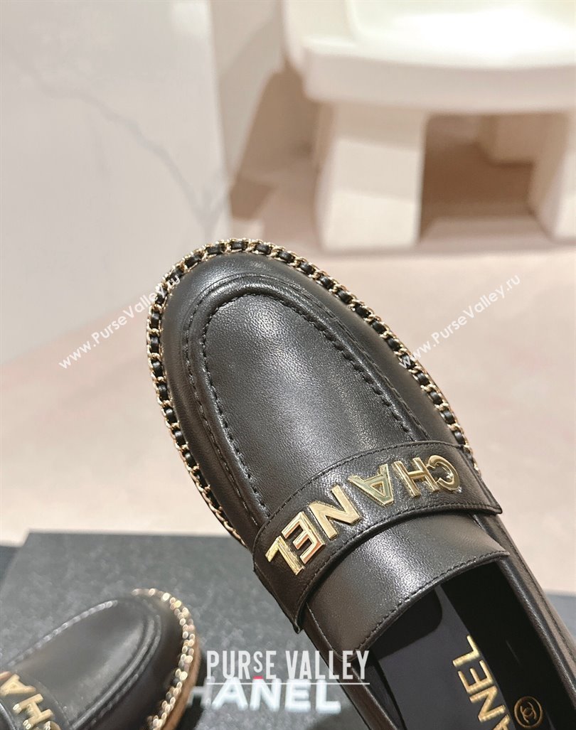 Chanel Calfskin Loafers with Chain Black 2024 081618 (MD-240816121)