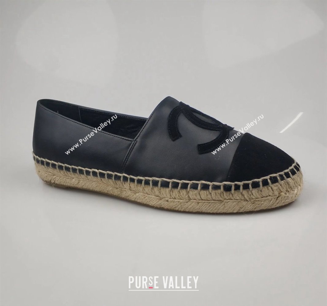 Chanel Lambskin Fabric Espadrilles Flat Black 2024 081510 (MD-240815130)