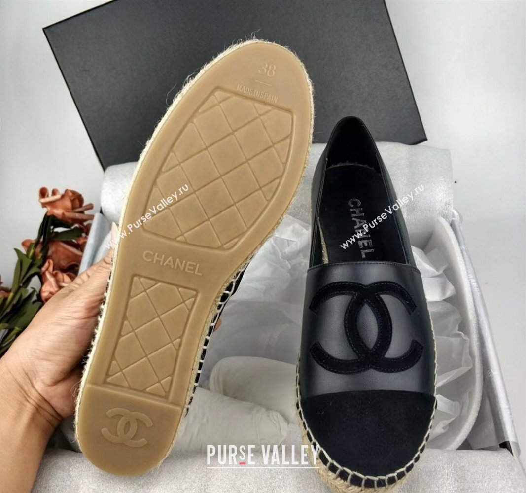 Chanel Lambskin Fabric Espadrilles Flat Black 2024 081510 (MD-240815130)