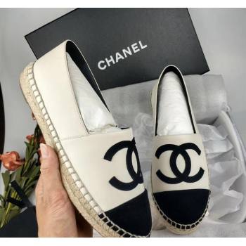 Chanel Lambskin Fabric Espadrilles Flat White/Black 2024 081511 (MD-240815131)