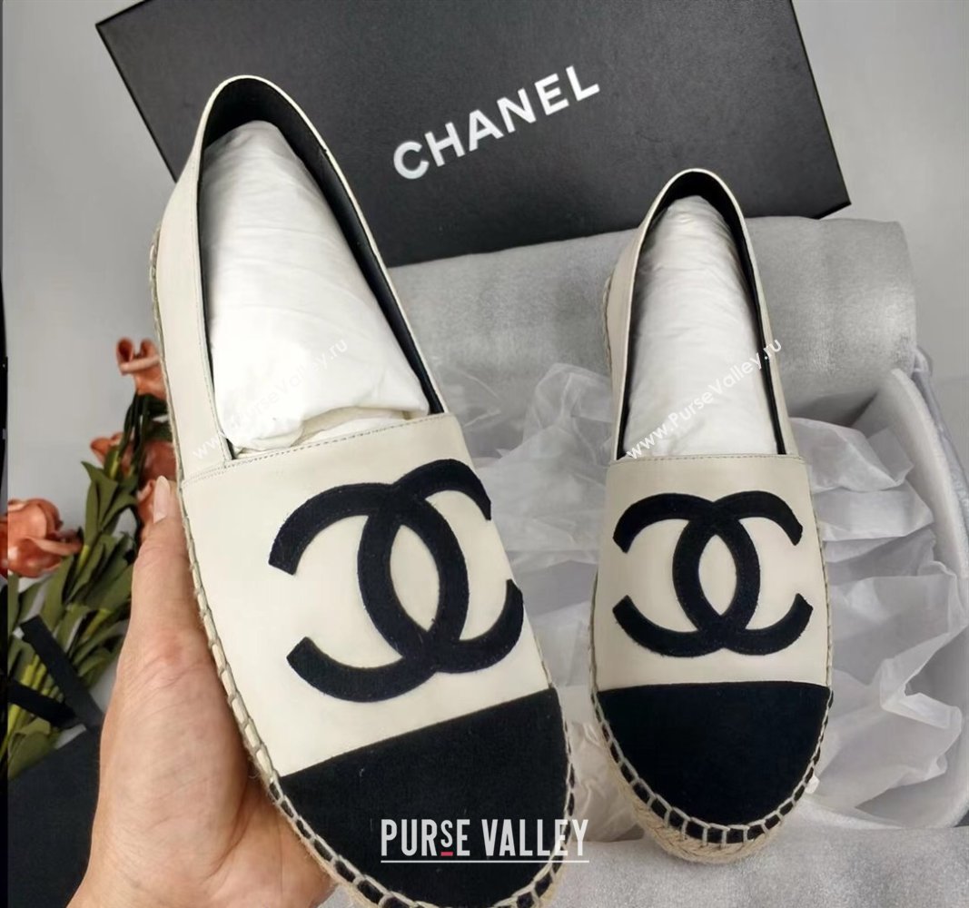 Chanel Lambskin Fabric Espadrilles Flat White/Black 2024 081511 (MD-240815131)