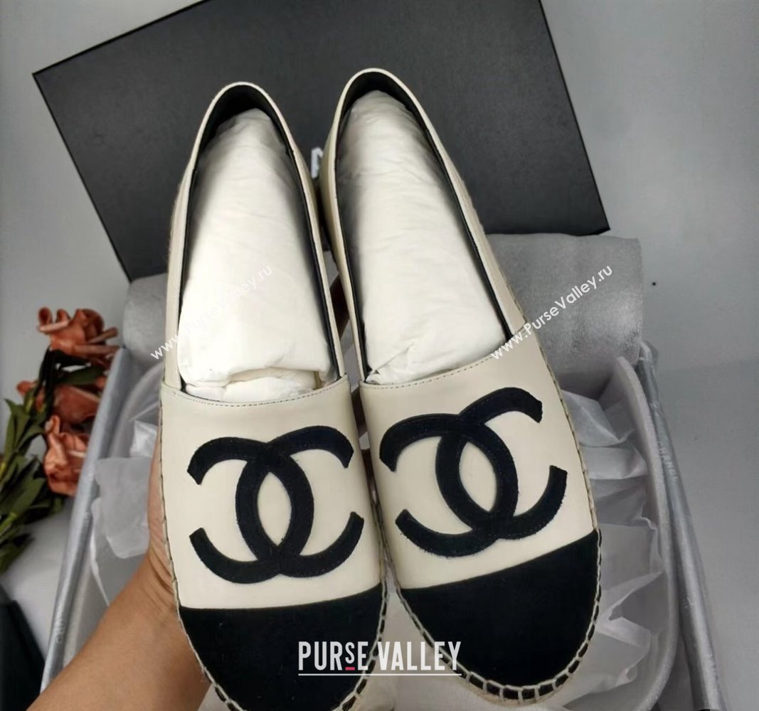 Chanel Lambskin Fabric Espadrilles Flat White/Black 2024 081511 (MD-240815131)