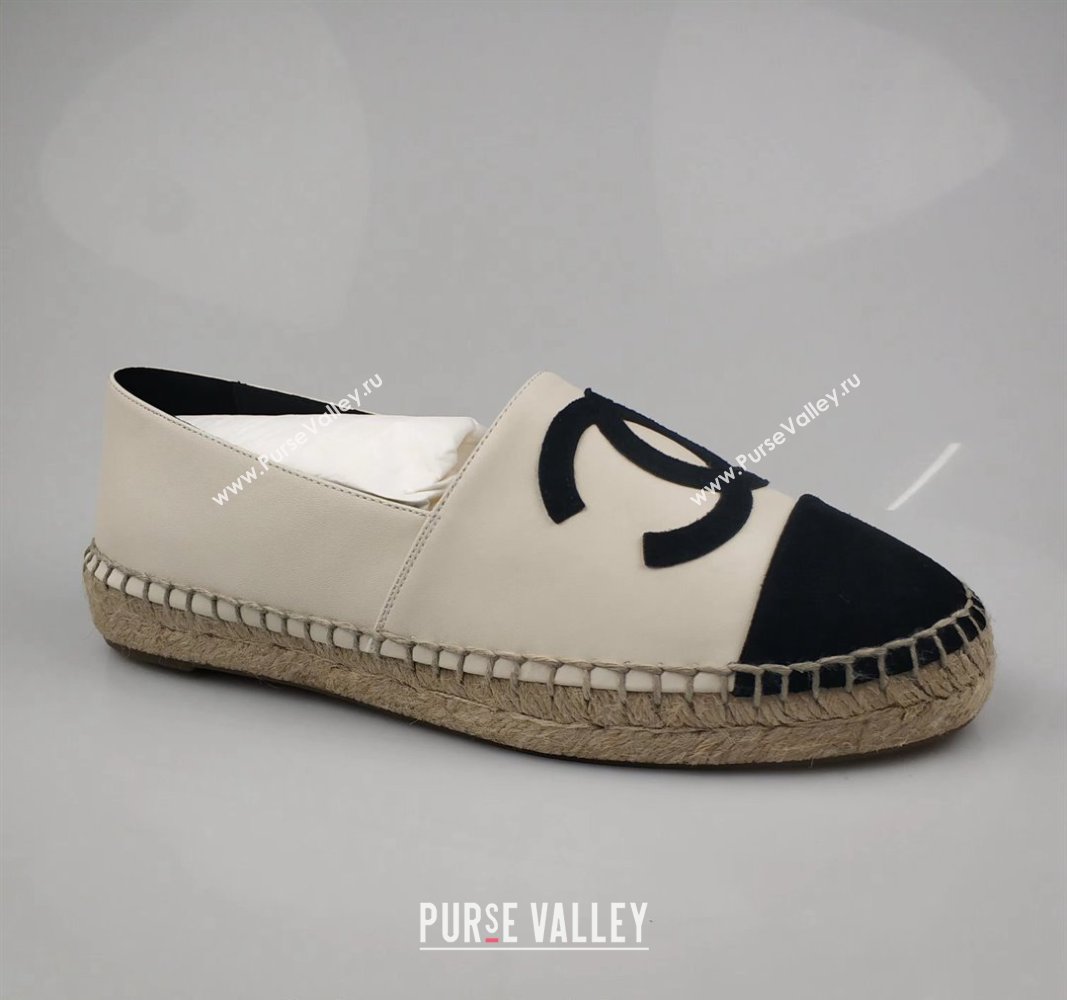 Chanel Lambskin Fabric Espadrilles Flat White/Black 2024 081511 (MD-240815131)