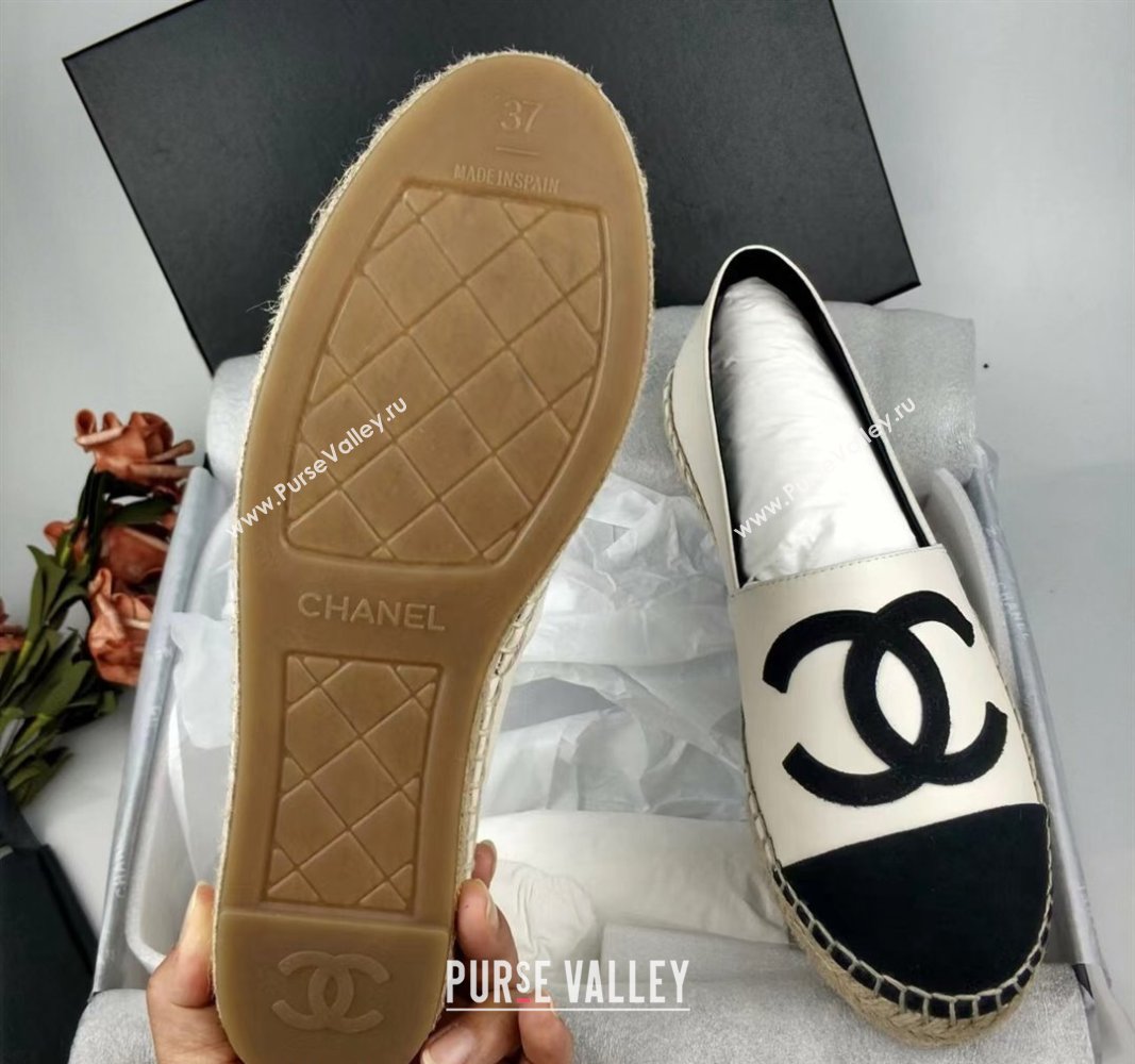 Chanel Lambskin Fabric Espadrilles Flat White/Black 2024 081511 (MD-240815131)