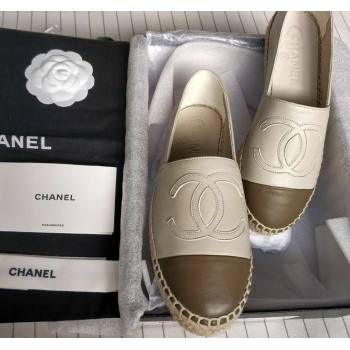 Chanel Lambskin Espadrilles Flat White/Grey 2024 081512 (MD-240815132)