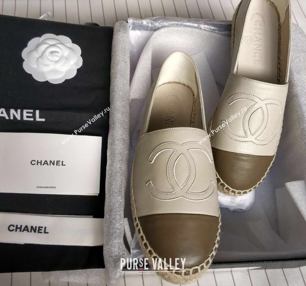 Chanel Lambskin Espadrilles Flat White/Grey 2024 081512 (MD-240815132)