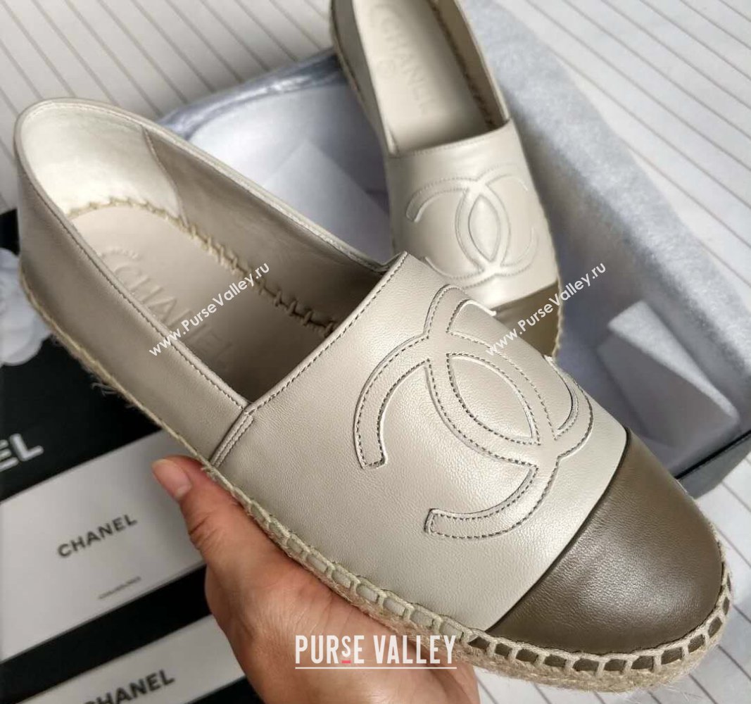 Chanel Lambskin Espadrilles Flat White/Grey 2024 081512 (MD-240815132)