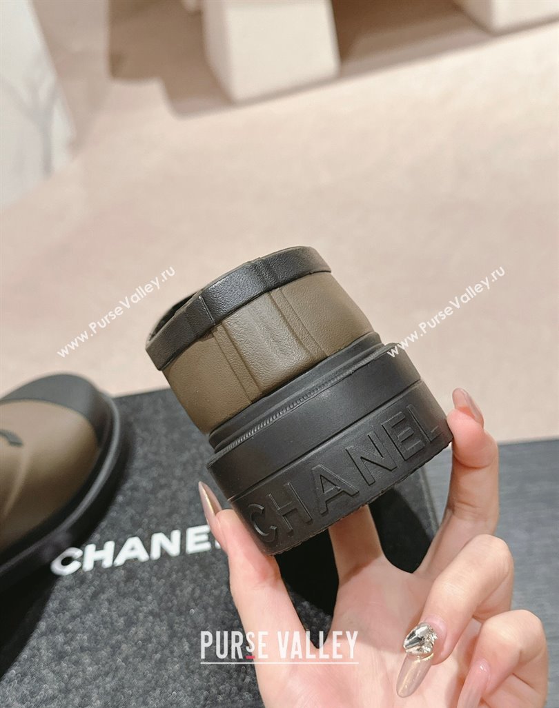 Chanel Rubber Ankle Rain Boots Khaki Green 2024 081702 (MD-240817006)