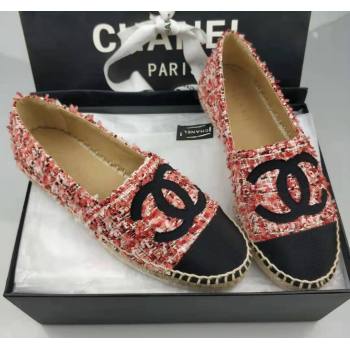 Chanel Tweed Grosgrain Espadrilles Flat Pink 2024 081502 (MD-240815118)