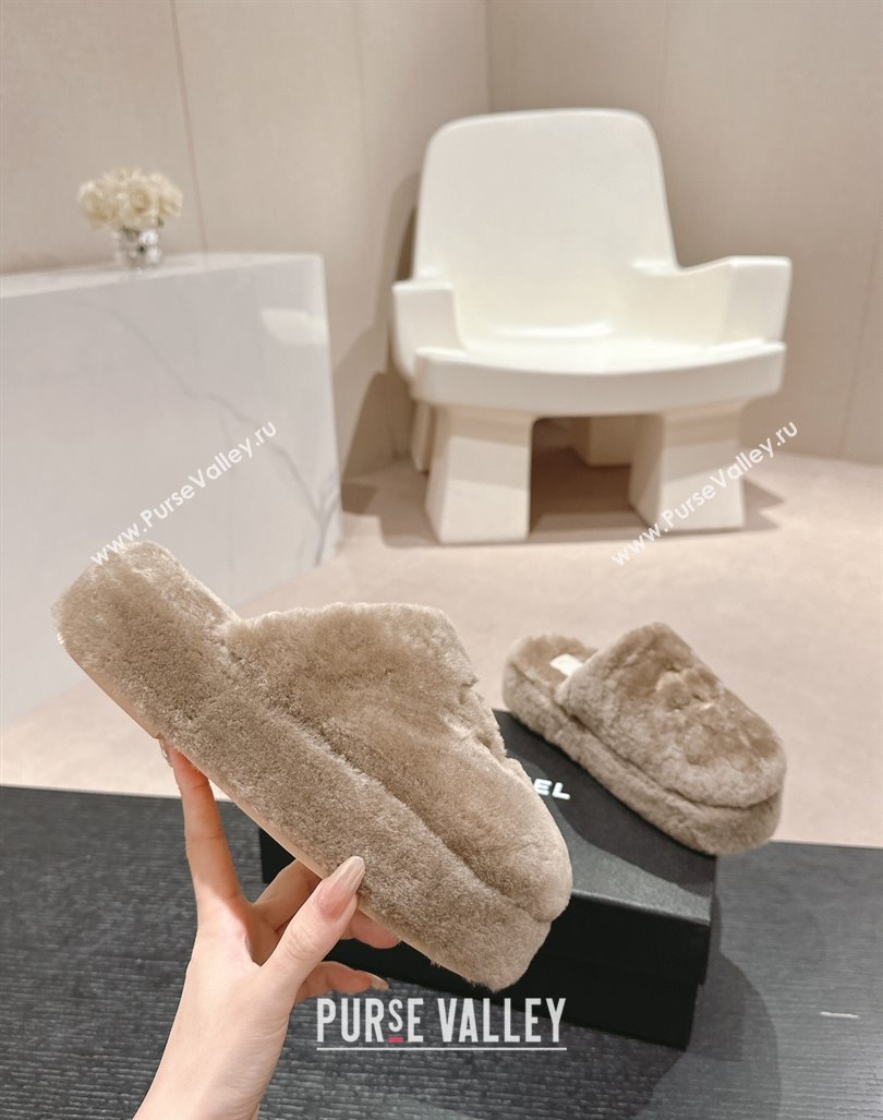 Chanel Wool Platform Mules Grey 2024 081703 (MD-240817018)